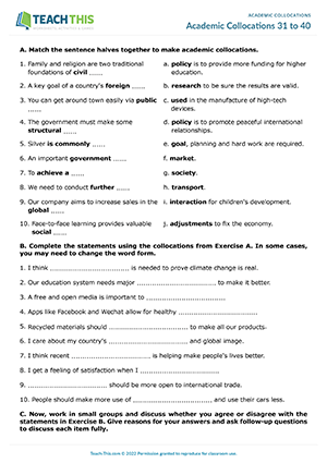 Academic Collocations 31 to 40 Preview