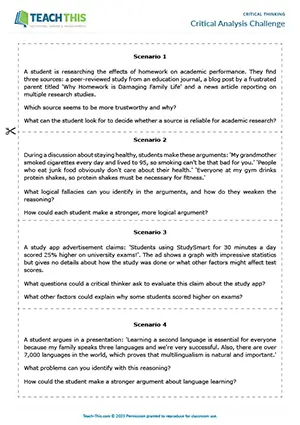 EAP Critical Thinking Activity preview for Upper-intermediate B2: guided discussion, analysis, pair & group work