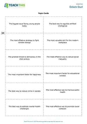 EAP debating game preview for Advanced (C1) showing debating, communicative practice, group work