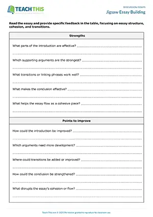 EAP Discussion Essays Activity preview for Upper-intermediate B2: brainstorming, paragraph writing, essay writing, group work