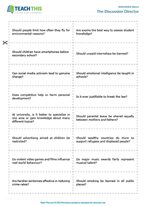 EAP Discussion Skills Game preview for Upper-intermediate B2: categorising, matching, discussion, role-play, communicative practice, group work