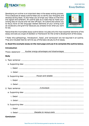 free essay writing worksheet