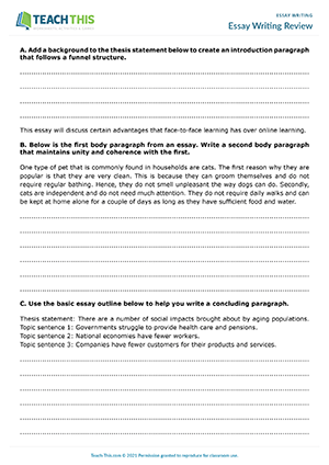 Essay Writing EAP Worksheets