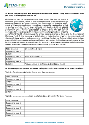 paragraph writing worksheets eap