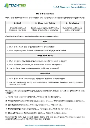 EAP presentation skills activity preview for Upper-intermediate (B2) showing preparing a presentation outline, presenting, peer feedback, communicative practice, pair and group work