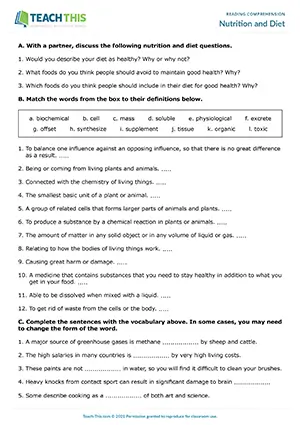 EAP reading comprehension worksheet preview for Advanced (C1) showing matching, gap-fill, short answer, and paraphrasing activities