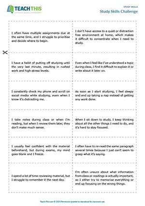 EAP study skills game preview for Upper-intermediate (B2) showing discussion, problem solving, and advice giving activities