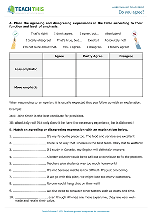 Agreeing Disagreeing Esl Activities Games Worksheets