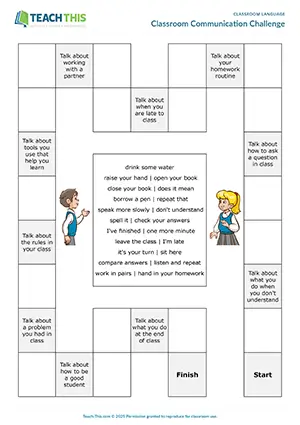 ESL classroom language game for A2 pre-intermediate: vocabulary and speaking, gap-fill, impromptu speech, group work