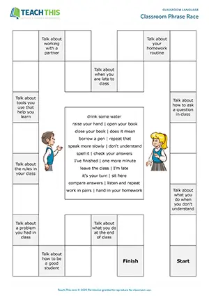 ESL classroom language game for A2 pre-intermediate: vocabulary and speaking, gap-fill, impromptu speech, group work