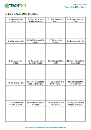 Giving directions online activity for 3rd grade  Online activities, Give  directions, English as a second language (esl)