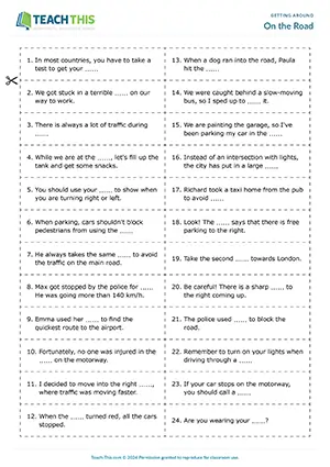 ESL Driving Vocabulary Games preview for Upper-intermediate (B2) with matching, pelmanism, sentence building, and pair work