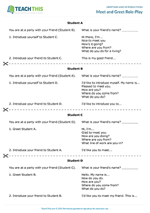 greetings introductions esl activities worksheets role plays games