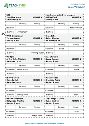 Making Invitations ESL Activities Games Worksheets