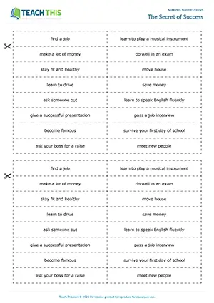 ESL making suggestions activity, guided discussions, group work, upper-intermediate B2 students