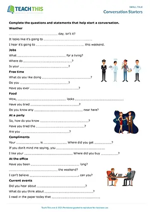 ESL Conversation Starters Activity preview for Intermediate B1 showing gap-fill, role-play, and pair work