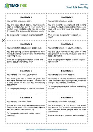 Small Talk ESL Activities Role-Plays Games Worksheets