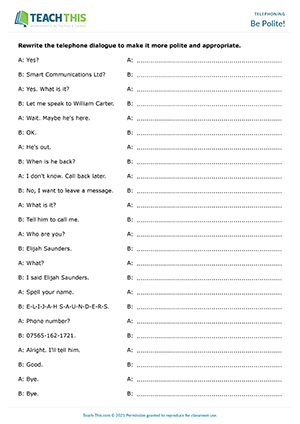 Telephoning ESL Role-Plays Activities Worksheets Games