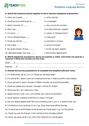 Telephoning ESL Role-Plays Activities Worksheets Games