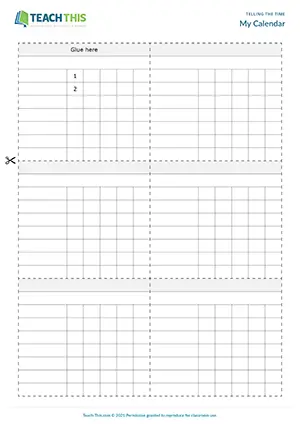 ESL Make a Calendar Activity preview for Beginner A1 showing labelling and ordering calendar activities