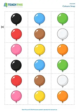 ESL colours activity game for beginner A1 students showing matching, controlled practice, pair work