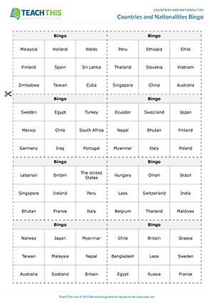 Tefl Country Chart