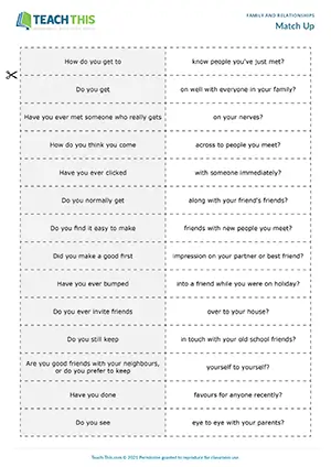 ESL Family Phrasal Verbs and Idioms Activity, upper-intermediate B2, pelmanism, questions, group discussion