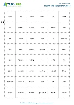ESL health and fitness collocations game preview for upper-intermediate B2 with matching and sentence activities