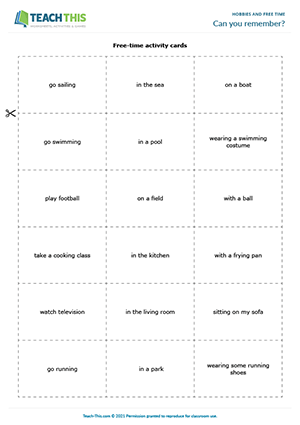 Free time activities - multiple choice worksheet