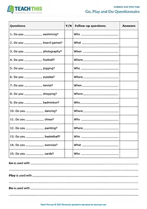 ESL Go, Play and Do Collocations Activity, elementary A1-A2, gap-fill, sentence completion, pair work