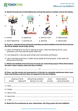 Hobbies Games, Games for English, Interactive ESL Games Online