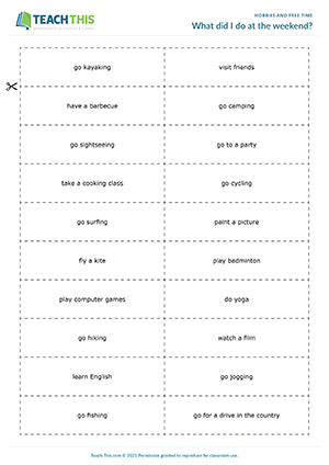 Hobbies Free Time ESL Activities Games Worksheets