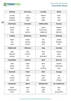 ESL Houses, Rooms and Furniture Game, upper-intermediate B2, describing, guessing, group work