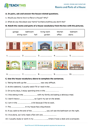 Rooms-Parts of the House worksheet