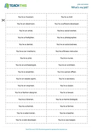 ESL Describing Jobs Game, upper-intermediate B2, describing, guessing, group work