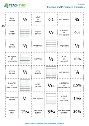 Fraction and Percentage Dominoes Preview