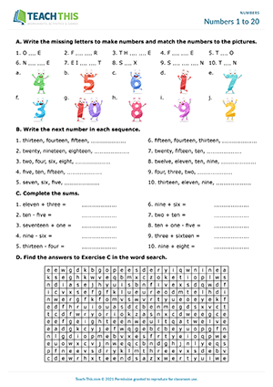 Numbers Worksheets ESL Activities Games