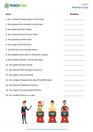 Numbers ESL Activities Games Worksheets