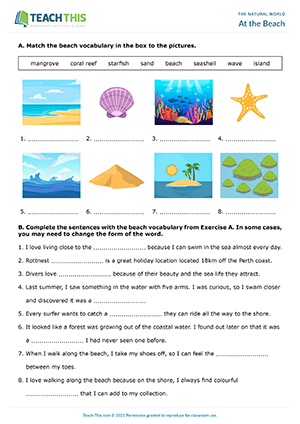 At the Beach Worksheet Preview