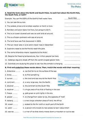 ESL The Poles Worksheet Upper-intermediate B2 reading, identifying, matching, table completion