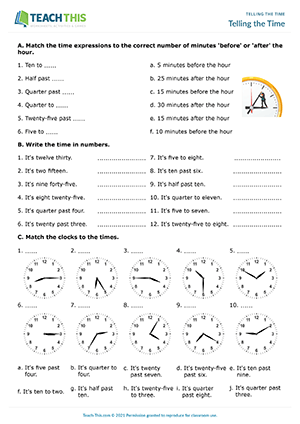 Telling the Time Worksheet Preview