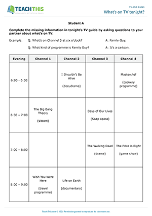 tv film esl activities games lessons worksheets