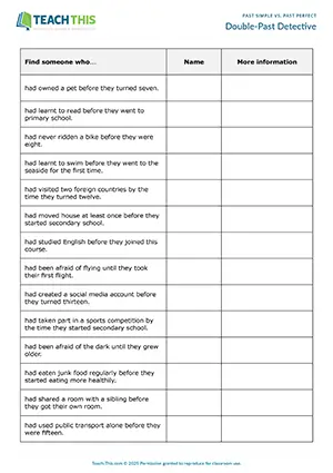 ESL Past Simple vs. Past Perfect activity for intermediate B1: asking and answering questions from prompts, controlled and freer practice