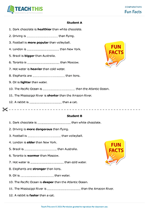 Comparatives Esl Games Activities Worksheets