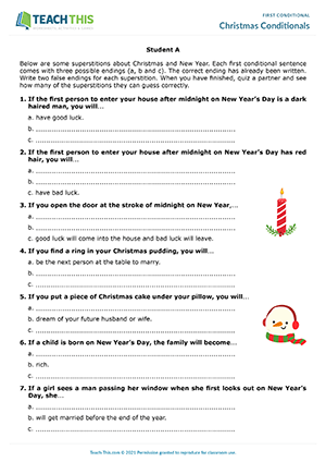 homework for first conditional Christmas Conditionals Preview