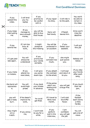 First Conditional Worksheets ESL Activities Games