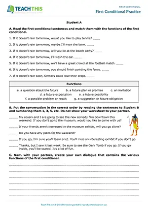 ESL first conditional activity for upper-intermediate B2: matching, dialogue, role-play, pair work