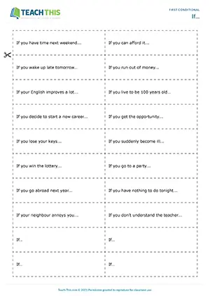 ESL first conditional speaking game for upper-intermediate B2: forming and answering questions, group speaking