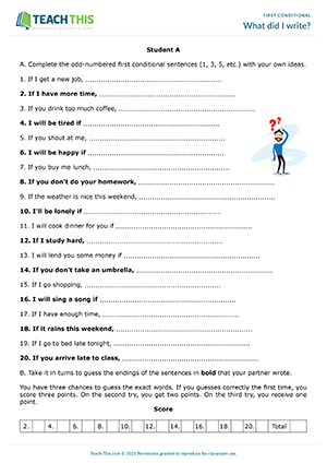 homework for first conditional What did I write? Preview