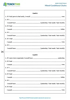 ESL  conditionals activity for upper-intermediate B2, writing sentences from prompts, group work